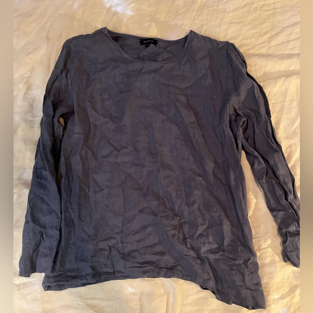 Black Ficus Linen long sleeve T-Shirt grey